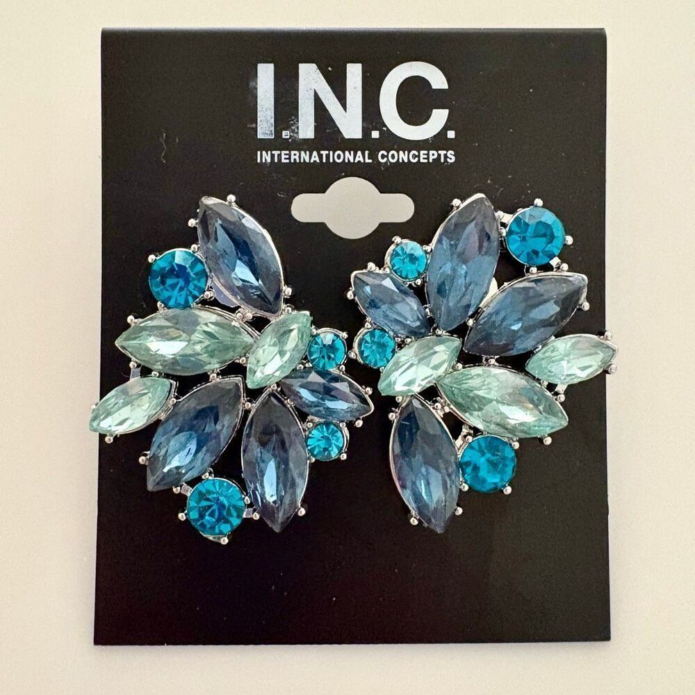 I.N.C. | Blue Crystal Cluster Earrings | 1.5” Length